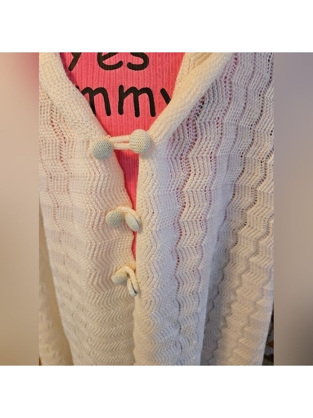 White Crochet Swim Cover-up 3 Button Chest - Picture 7 of 12